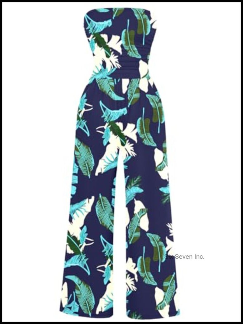 Women's Strapless Wide Leg Jumpsuit Sleeveless Backless Romper with Pockets